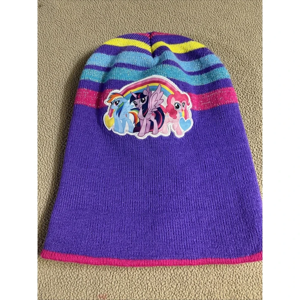 My Little Pony Knit Hat Cap Beanie RAINBOW‎ DASH Girl's Purple Winter